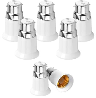 YCSSSD B22 to E27 Lights Bulb Socket Adapters, Bayonet Lamp Base to Screw E26 E27 Bulb Holder Converter for Wall Lamp Pendant Chandeliers Ceiling Fan Standard Bayonet Holders Extender.6Pcs