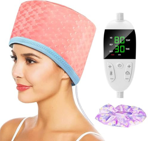 Biutee Casque Chauffant Cheveux Vapeur Soin Bonnet Chauffant Cheveux Soin Cheveux Bonnet Chauffant Casques chauffant Cheveux(Rose -1)