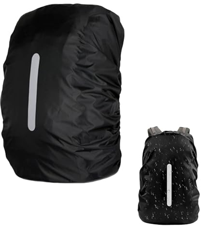 Zueyen Protector de lluvia para mochilas, 20 l, funda impermeable mochila con tiras reflectantes hebilla ajustable para mochila, mochila escolar, senderismo, escalada, ciclismo (negro, S)