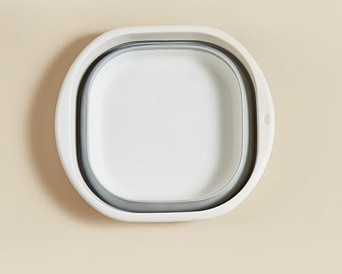 MultiValue Lavabo Pieghevole, Vasca Pieghevole in Plastica Salvaspazio Lavandino con fori per Essere Appeso Vaschetta Pieghevole per Lavare per Bagno e Viaggi all'Aperto ((Grigio-Bianco, L)