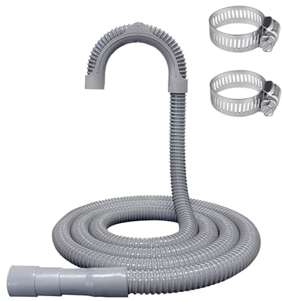 6ft Washing Machine Drain Hose,Corrugated Flexible Washer Drain Hose Extension Replacement for Samsung, LG, Whirlpool, Maytag, Kenmore, GE, Giantex, Panda and More,with 2 Clamps and U-Bend Holder