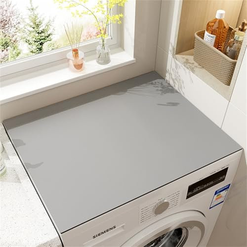 Highdi Housse de Protection pour Machine à Laver Top Mode Couleur Unie,Coussin de Machine à Laver Antidérapant Housse de Machine à Laver pour Machine à Laver Ou Sèche-Linge (Gris Clair,65x90cm)
