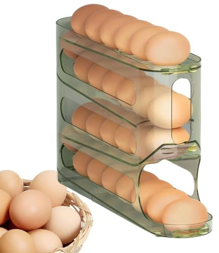 Boîte à oeufs, porte-oeufs pour réfrigérateur - Porte-œufs automatique à 4 couches pour coquetiers, Porte-œufs Distributeur d'oeufs de grande capacité pour réfrigérateur et cuisine