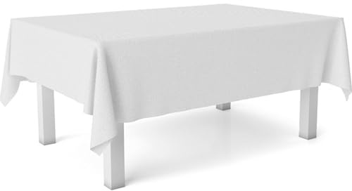 ECOMMERC3 Wachstuch-Tischdecke, Größe 100 x 140 cm, fleckenabweisend, weiß, 100, Durchdringen von Flüssigkeiten, Weißer TER