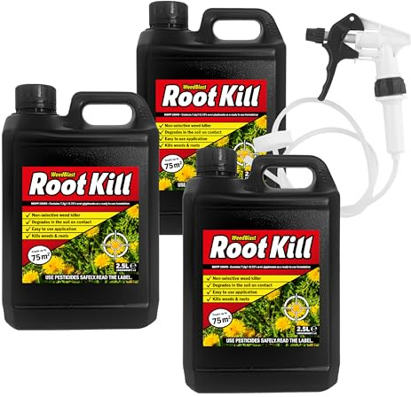Weedblast Rootkill Weedkiller 3 x 2.5 Litre, Ready to use Glyphosate Weed Killer, Long Hose Trigger
