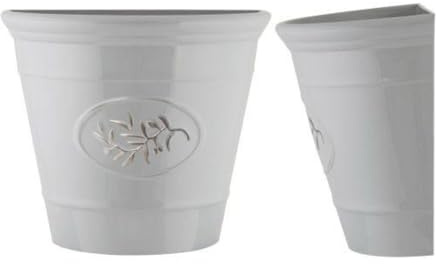 Fyne-Finds Plastic Classic Olive Grey Planters, Saucers, Trough and Wall Plant Pot Long Lasting Flower Garden Indoor Outdoor Planter Cover Weather, Frost Proof Glossy Effect (23cm Wall Planter)
