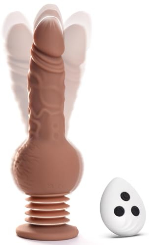 Tracy's Dog Thrusting Dildo Vibrator - 9.29 Realistic Silicone Strap-On Dildos for Anal Stimulation with 10 Vibrating & 3 Bouncing Modes, Adult Toys Penis Sex Toys for Women Men Couples(Drillme)