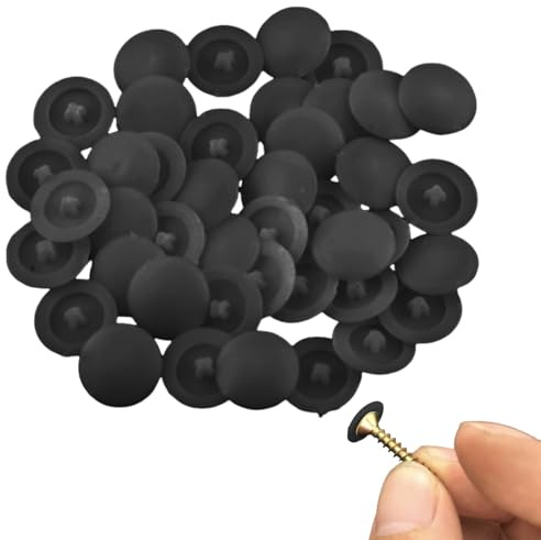 Pack of 100 Cover Caps for Screws, Screw Cover, White Screws, Cover Caps, Black, Furniture Drill Holes, Phillips Plastic Caps for Screw Caps, Cupboard, Concealing, Decoration