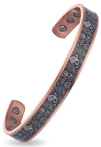 MagEnergy Magnetisches Kupferarmband für Damen und Herren, verstellbare Manschette mit 3500 Gauss Neodym-Magneten, verschiedene Designs und Muster