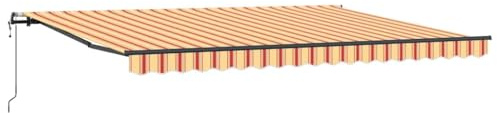 vidaXL Toldo retráctil automático Amarillo y Naranja de 450 x 350 cm. Es Resistente a los UV solución de Sombra para el hogar, el jardín, o el balcón. Ideal para Cubrir y Crear un re