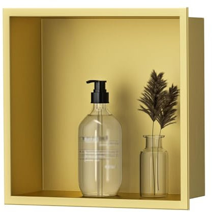 Doccia quadrata – Mensola da parete impermeabile in acciaio inox da incasso per vasca da bagno, 31,8 x 12,4 cm, divisore per doccia a incastro per ambienti umidi