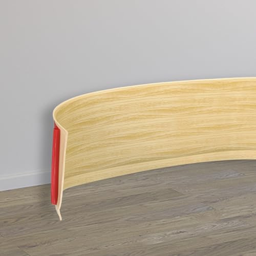 sourcing map Flexible Vinyl Baseboard Molding Trim, 4 Inch x 3 Feet Self-Adhesive Peel and Stick Molding Trim for Walls Floor, Yellow Wood Grain