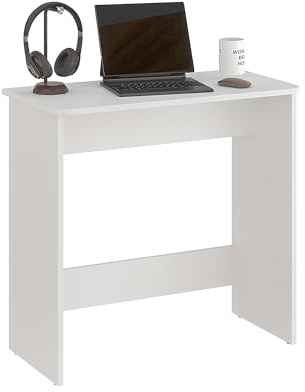 KOMTO Kleiner Schreibtisch Weiß – Computertisch, PC Tisch für Büro, Schmaler Arbeitstisch, Büro Tisch | Small Desk Zipp 79,5 x 39 x 75,5 cm