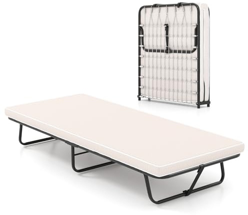 LIFEZEAL Cama Plegable de 80 x 190 cm, Cama de Invitados Plegable con Colchón de Espuma Viscoelástica, Cómoda de Emergencia para Invitados, Ahorra Espacio