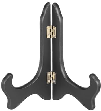 sourcing map Wooden Easel Plate Holder, 8 Small Wood Easels Black | Folding Table Display Stand,for Decorative Picture Frame Book Artwork Desktop Ornaments