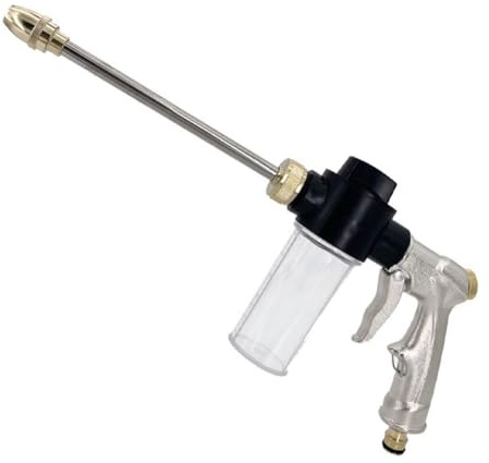 MeevrgR Pistola pulverizadora de manguera de jardín de metal con boquillas ajustables, varita de agua de alta presión para lavado de coches, aseo de mascotas y limpieza al aire libre, aleación de zinc