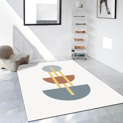 Chanxiang666 Moderner Teppich Kurzflor Designer Teppich Mit 80x120cm Moderne geometrische Formen in Braun, Blau und Weiߠ Wohnzimmer/Schlafzimmer/Arbeitszimmer/Couchtisch 80x120cm