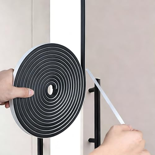 Guarnizione autoadesiva per porte scorrevoli, in feltro, 0,9 x 0,5 cm, autoadesiva, per finestre, 0,9 x 0,5 cm, colore: nero