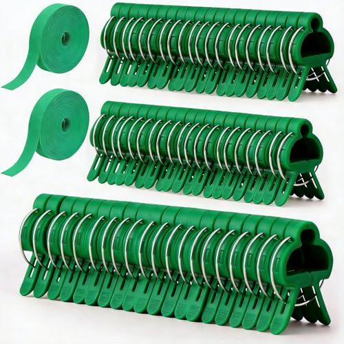 80x Pflanzenclips Groß L für Tomaten+2x Pflanzenbinder Klett 10M*10mm | Pflanzenklammern Groß Tomaten, Tomatenclips Stabile & Wiederverwendbar, Tomatenklammern für Tomaten, Gurken, Rosen UVM