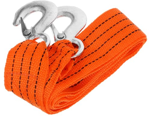 ULTECHNOVO Cinghia di Traino con Ganci 3 Tonnellate 3 Metri per Auto Carico Pesante Arancione Fluorescente, Fune di Traino per Rimorchio Barca Soccorso Veicoli Auto-recupero