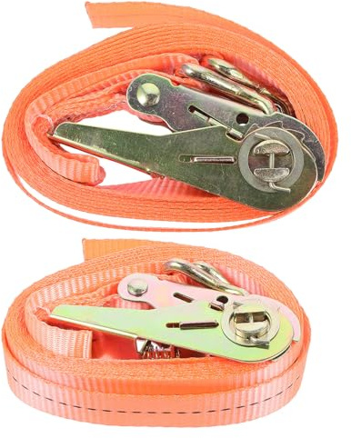 Gadpiparty Heavy Duty Polyester Cargo Binding Belt with Dual Hooks, 2.5cm X 3 Meter Ratchet Tie down Strap for Truck and Car Luggage Securing, Motorcycle Cargo Tightening Strap