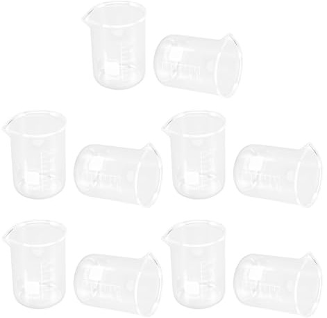 DINHEAROM Bécher Verre Doseur 100 Ml Lot 10 Pièces Antidérapant Usage Laboratoire et Mesure Liquide Transparent