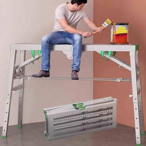 Plataforma de trabajo plegable y ajustable, andamio portátil, capacidad de 400 kg, para renovación del hogar