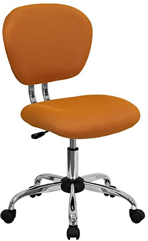 Flash Möbler Beverly Mid-Back Orange Mesh Vadderad Svängbar Uppgift Kontorsstol med Krombas