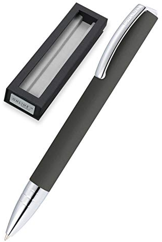 ONLINE Kugelschreiber Vision Grau I Drehkugelschreiber mit Standard Großraummine in Strichstärke medium, Schreibfarbe Schwarz I Eleganter Kuli aus Aluminium in Geschenkbox