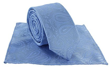 Boys Tonal Paisley Tie & Pocket Square Set (Light Blue)