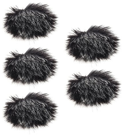Andoer Wind Covers Radio Mic Furry Outdoor Microphone Windscreen Muff Mini Lapel Lavalier Microphone Windshield, 5-Pack