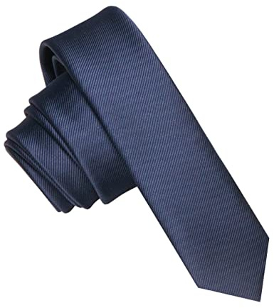 JEMYGINS Cravate Homme Bleu Foncé en Soie 4CM Étroit Extra Silm Plusieurs Couleurs Disponibles de Formelle Compris Boîte(6)