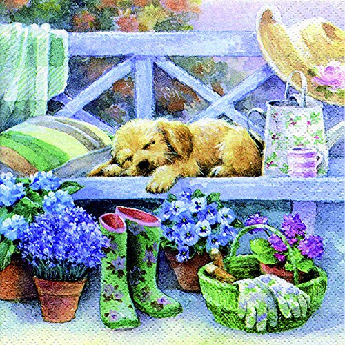 20 Servietten Erholung im Garten als Tischdeko für Frühling, Sommer und Herbst 33x33cm