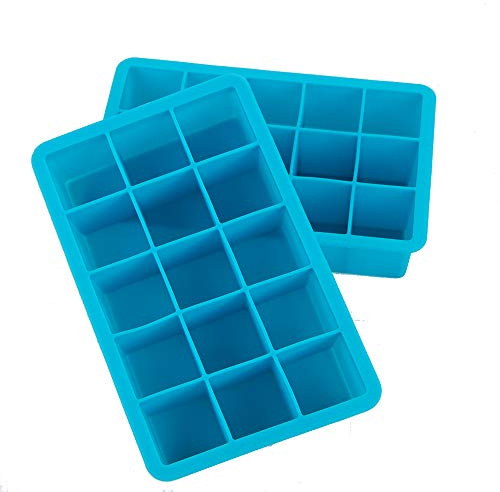 Webake Stampo Cubetti Ghiaccio in Silicone 15 Vassoio per Cubetti di Ghiaccio 3 x 3 cm Ideali per Alcolici, Whisky, Cocktail, Drink, Candy Budino (Set da 2)