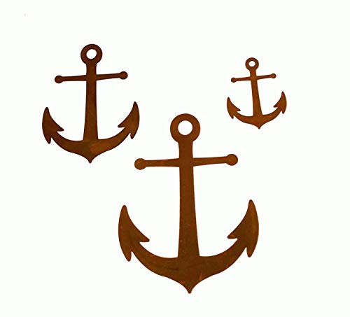 itsisa Anker im 3er Set, Rostfigur, Deko, Metalldeko, Maritime Deko