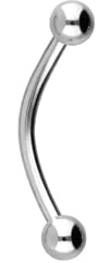 PIERCINGLINE - Barra curva in acciaio chirurgico con 2 sfere, per piercing al sopracciglio, zone intime, seno, orecchio e altro ancora, dimensioni e colori a scelta, 6 mm x 3 mm