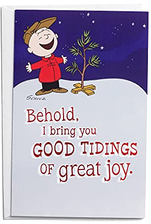 DaySpring - Peanuts - Good Tidings Great Joy - 50 Bulk Christmas Cards, KJV (J4792), Multi
