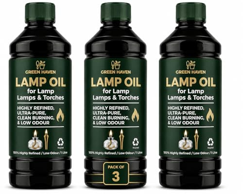 CUQOO Clear Lantern Torch and Lamp Oil in 1L – Lamp Oil Indoor & Outdoor for Garden Burners, Garden Torches, Oil Lamps, Tiki Torches - Oil for Indoor & Outdoor Lamps with Child Safe Lid (3 Pack)