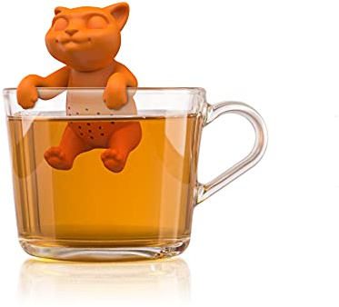 Winkee Kätzchen Tee Ei Teesieb für losen Tee aus Silikon | Lustige Teekugel in Tierform, für Tassen und losen Tee, wiederverwendbarer Tea Infuser und originelle Geschenkidee