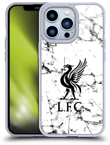 Head Case Designs Offizielle Liverpool Football Club Liver Bird Schwarz Marmor Gelhülle [Militärischer Schutzgrad] Kompatibel Mit Apple iPhone 13 Pro Und Kompatibel Mit MagSafe