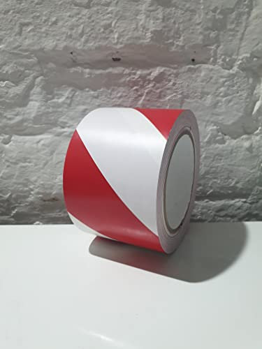 Bodenmarkierungsband Warnband 75 mm x 33 m Rot/Weiß selbstklebend I Bodenklebeband zur Boden- und Sicherheitsmarkierung I Markierungsband, Klebeband (75mm x 33m, Rot/Weiß)