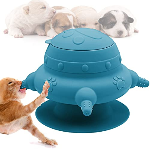 Welpen-Futterstation für mehrere Welpen, 240 ml Milchfutterstation für Welpen, Welpen, Silikon, mit 4 Brustwarzen für Kätzchen, Welpen, Kaninchen, Stillzubehör (blau)