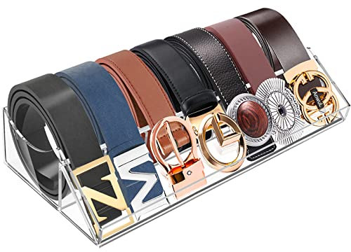 ToyaJeco Acryl-Gürtelorganizer, 7 Fächer Gürtel Aufbewahrungshalter für Closet Drawer, Klar Gürtel Box Container Display Case mit Display Stand für Krawatte Fliege Schmuck Uhr(7 Gitter)