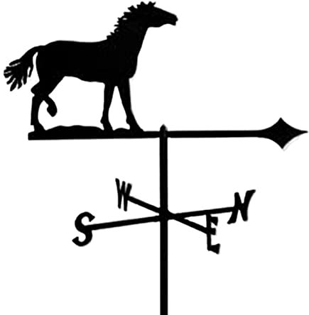 CAZARU Girouette en métal pour Cheval, girouette avec décorations de Jardin sur Le Toit, indicateur de Direction du Vent avec revêtement antirouille pour décor de Ferme de Jardin