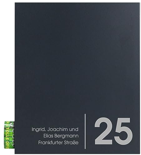 Briefkasten mit Zeitungsrolle anthrazit MOCAVI Box 111NF72a, Postkasten personalisiert, Postbox mit Zeitungsfach, Wand-Briefkasten mit Name und Hausnummer, rostfrei, deutsche Qualität, groß