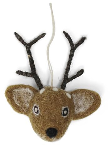 Gry & SIF Bambi, Anhänger aus Filz, Geschenkanhänger, Weihnachtsdeko, Herbstdeko, Geschenkidee, Fairtrade, Handmade (braun)