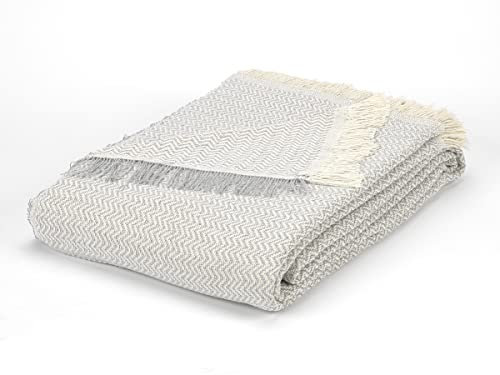 GAMUSI Becko Arias Plaid multifonction en coton doux pour canapé ou lit Gris clair 130 x 180 cm