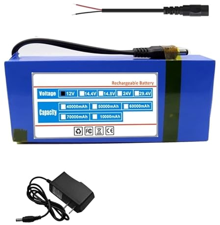 SSCYHT Polymer Lithium Battery DC12V 10Ah Rechargeable Li-ion Battery Pack with Charger for 12 Volts Power Tools Electric Toys LED Strip Solar Light Backup Battery