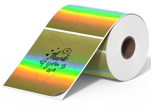 Itari 2 Thermo-Laser-Etiketten Aufkleber rund 50x50mm,Selbstklebende Kreis Aufkleber,Kreis Thermo-Etiketten Aufkleber für DIY, Danke,Logo,Name,QR Code(500 Etiketten/1 Rolle)
