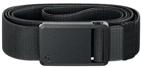 Groove Life Groove Belt Ultra Black – Men's EDC Belt with Magnetic Buckle – Stretchable Nylon for Everyday Carry, Golf, Tactical, Work, Holster & Utility Use - Size Medium (33-36)